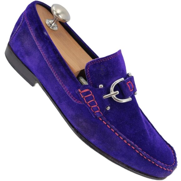 Donald J. Pliner Other - Donald J. Pliner Italy Dacio 2 Purple Indigo Suede Bit Loafers Men 8 Dress Shoes